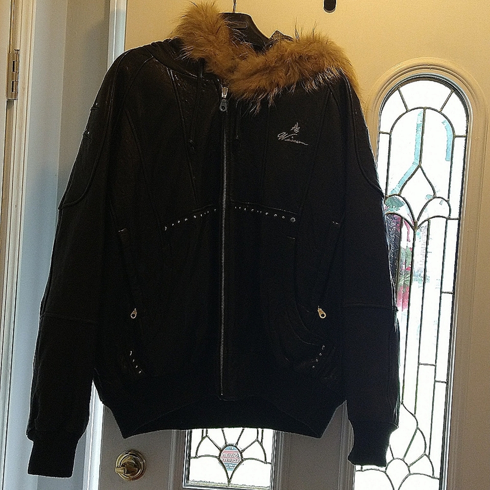 Al Wassam leather mens coat size 54